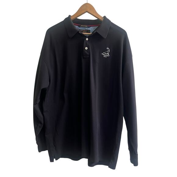 Tommy Hilfiger Vintage Polo Long Sleeve Black Size XL Pinehurst 1895 Preppy Golf - Picture 1 of 10